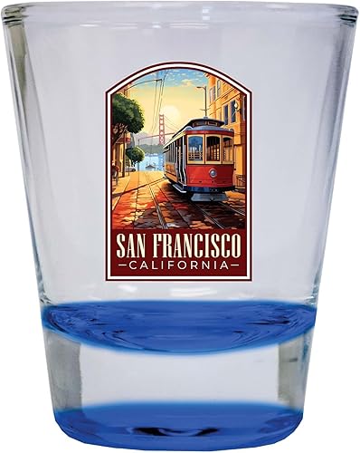 Miniatura 1 de R and R Imports San Francisco California C Souvenir - Vaso de chupito redondo de 1.5 onzas, color azul, paquete de 2