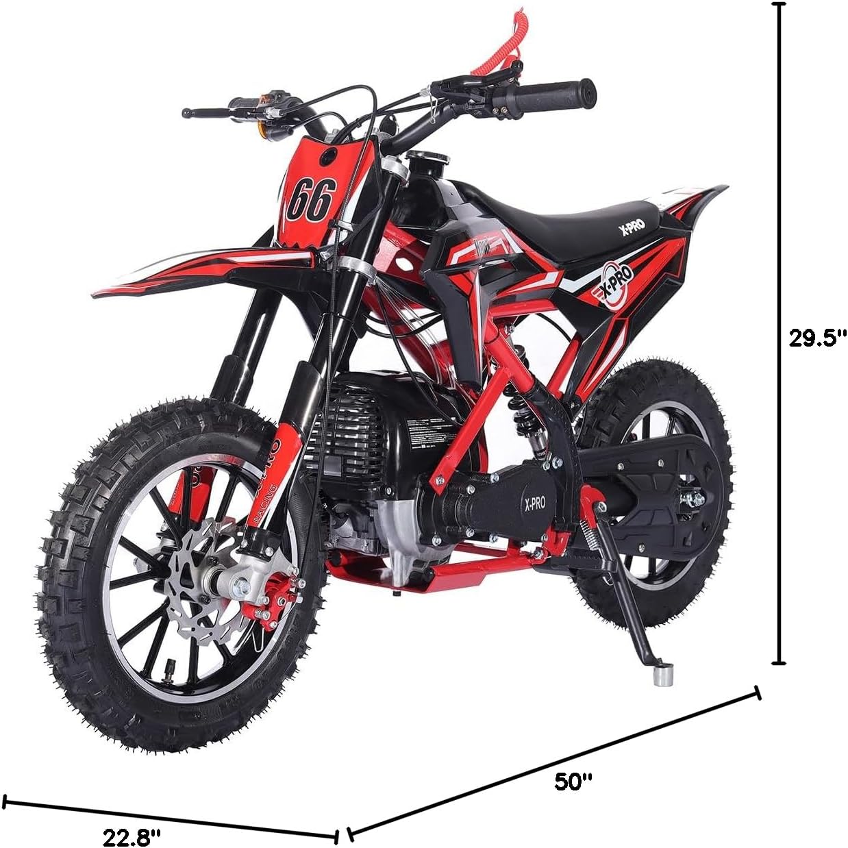 X-PRO Hawk Mini Dirt Bike, Gas Power 4 Stroke, 40CC Pit Bike, Pull Start, 10" Wheels! (Red)