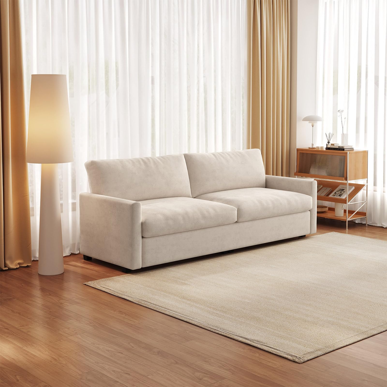 Guyii Stoffsofa 3-Sitzer Sofa 190 cm, modernes 3 Sitzer Sofa aus Stoff, bequemes Sofa für Wohnzimmer, Zeitloses Design, gepolstert, stabile Konstruktion, Sofas (Cremeweiß)