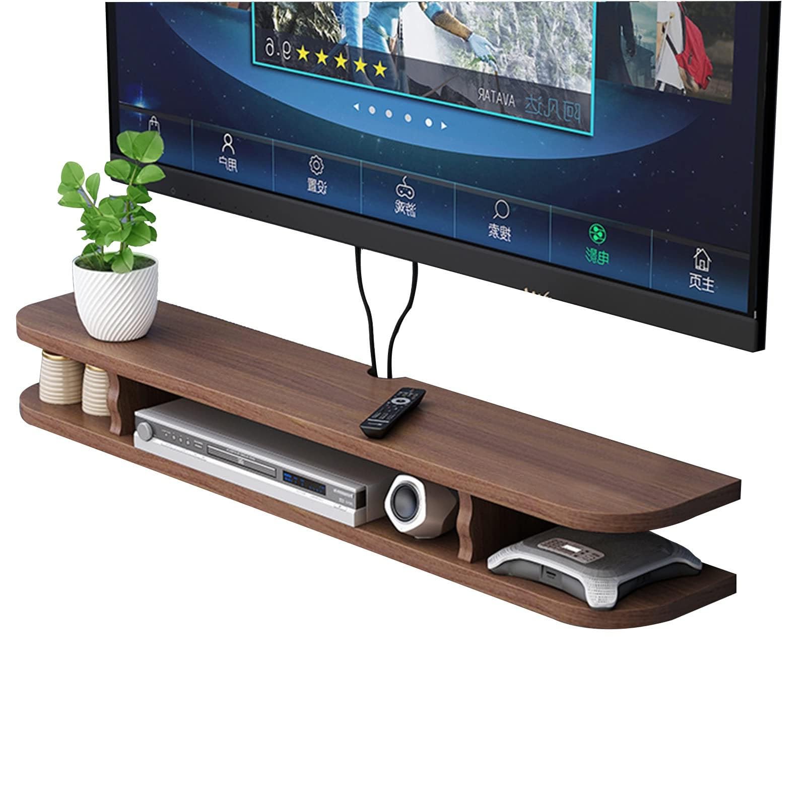 Soporte de TV de pared – Estante flotante de TV blanco Unidad de entretenimiento para gestión de cables moderna suspendida piel de TV para sala de estar, diseño elegante que ahorra espacio (color: A)