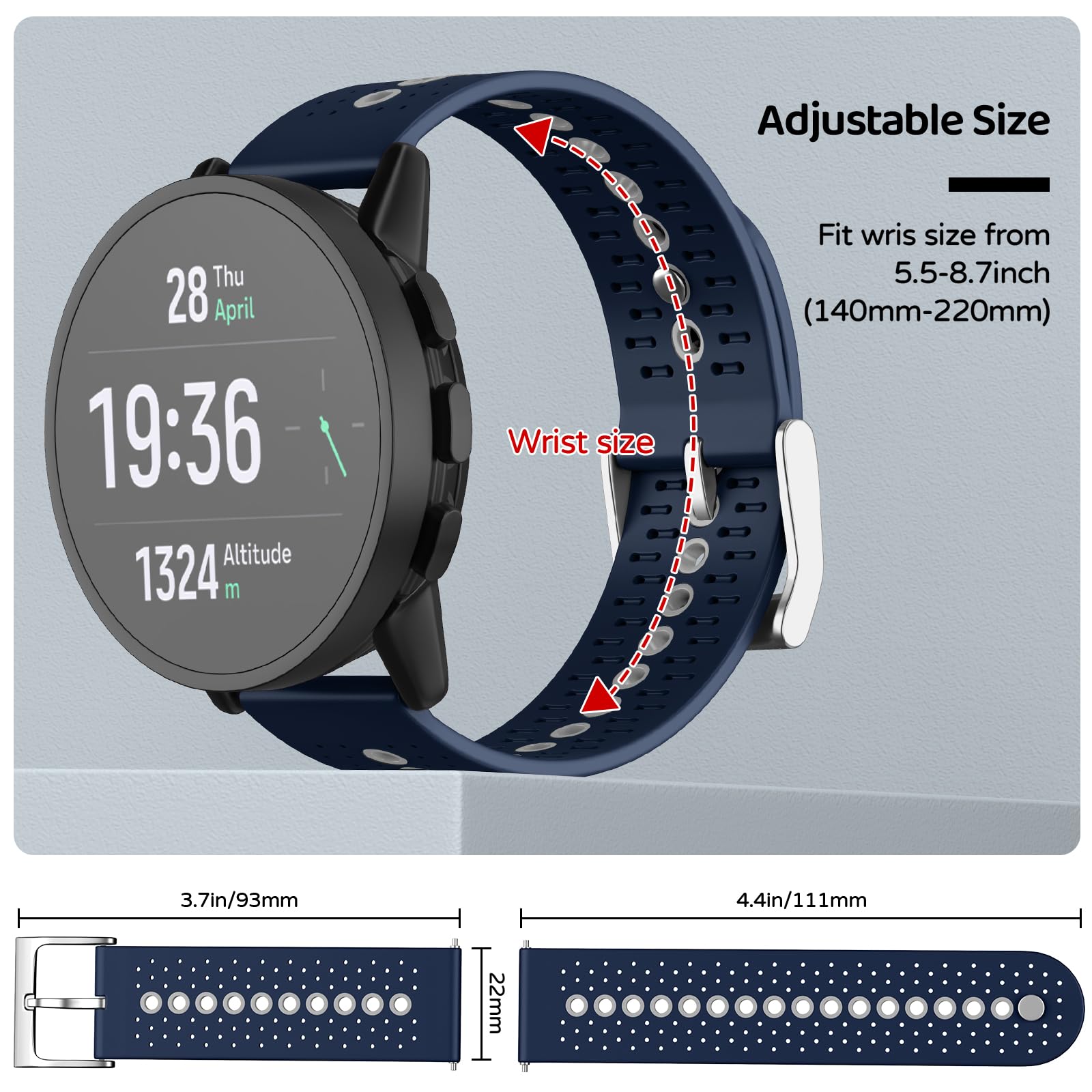 Cinturino QuickFit 22mm In Silicone Per Suunto 9 Peak, Garmin Venu 3, Forerunner 265 E Altri - Ricambio Colorato