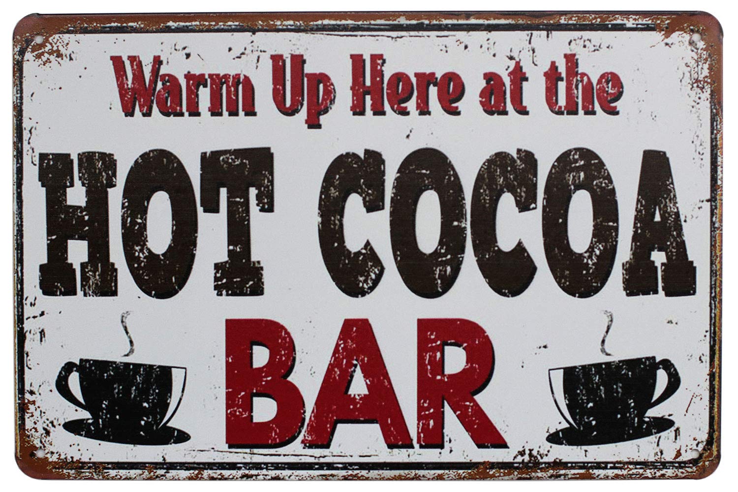 SMAZDFXX Warm Hot Cocoa Bar, Metal Tin Sign, Vintage Art Poster Plaque Kitchen Home Wall Decor Cafes Bar Club 12"x16"