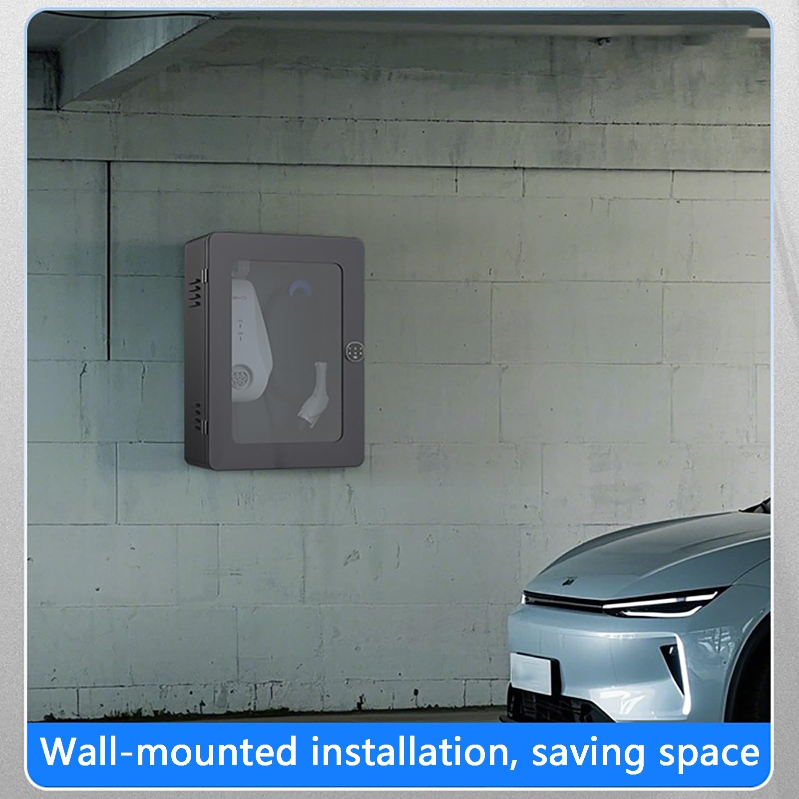 Caja de protección para estación de carga de pared, caja protectora con cerradura para estación de carga de vehículos eléctricos, diseño de esquinas redondeadas, compatible con el 95% de los puntos