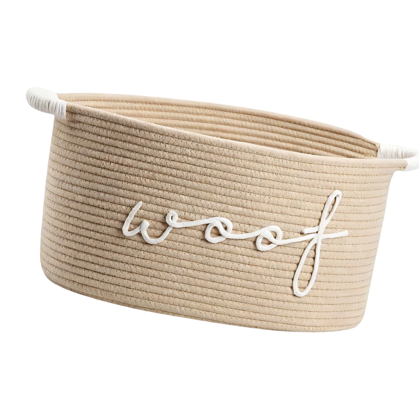 Multi Purpose Pet Holder Basket Woven From Cord Showcasing Dog Theme Design Breathable Pet Toy Hamper