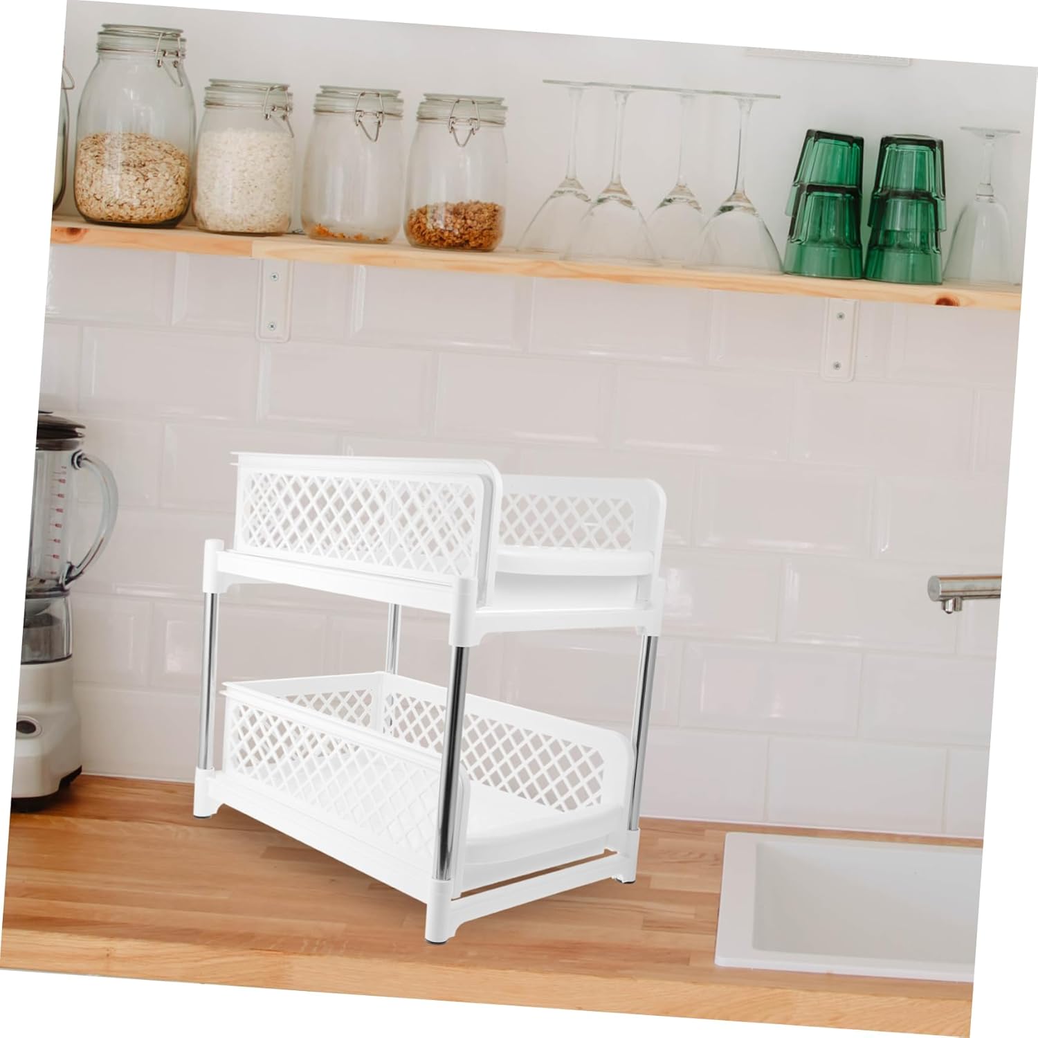 under Sink Pull-out Organizer Kitchen Countertop Storage Rack Sturdy Bathroom Cabinet Organizer for Easy Access and Versatile Use Kitchen and Bathroom Spaces