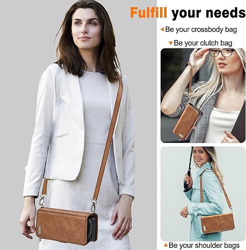 Miniatura 5 de SiHPuoy Funda tipo cartera de cuero para Apple iPhone 15 Pro con soporte para tarjetas, accesorios de teléfono para mujeres, hombres y mujeres,