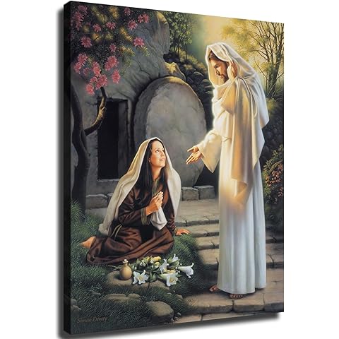 Christ Jesus Appears to Mary Magdalene Canvas Art Poster Painting Home Decoration Canvas Print Posters Wall Art for Living Room Bedroom Wall Art Printins Wall Decor (8x12inch-No Framed)