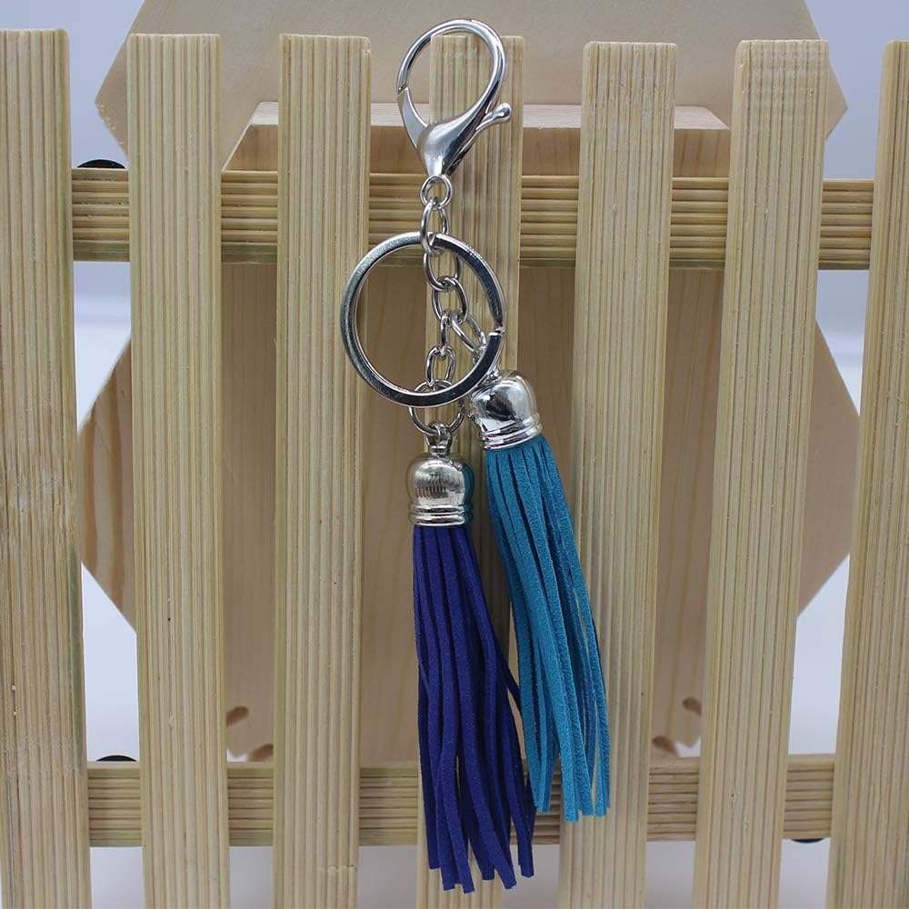 100pcs Faux Suede Leather Bulk Sets Tassels for Decorations, Key Chain, Earring, Cellphone Straps,Jewelry Accessories,DIY Craft (Silver, Keychain)