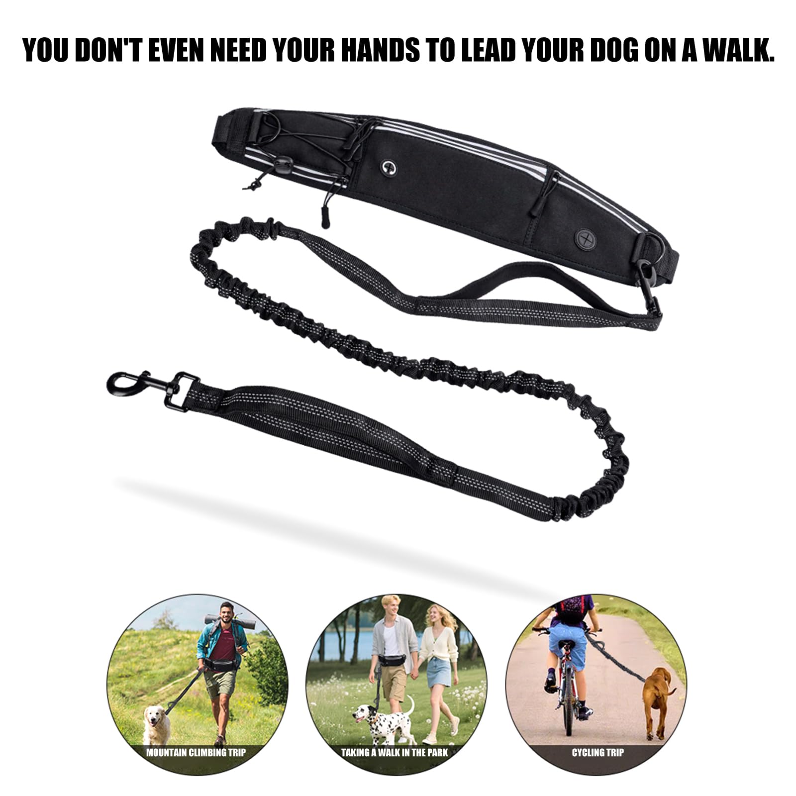 Ceinture de Laisse rotative Anti-Torsion pour Chien, avec Deux poignées et Ceinture réglable pour Grands Chiens, de Marche Ergonomique pour Chien