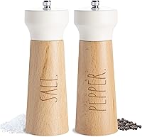 Vista 11 de Rae Dunn Juego de Molinillo de Sal y Pimienta de 2 - Molinillo de Sal Marina y Pimienta de Bambú - Elegantes Saleros y Pimenteros - Molinillo