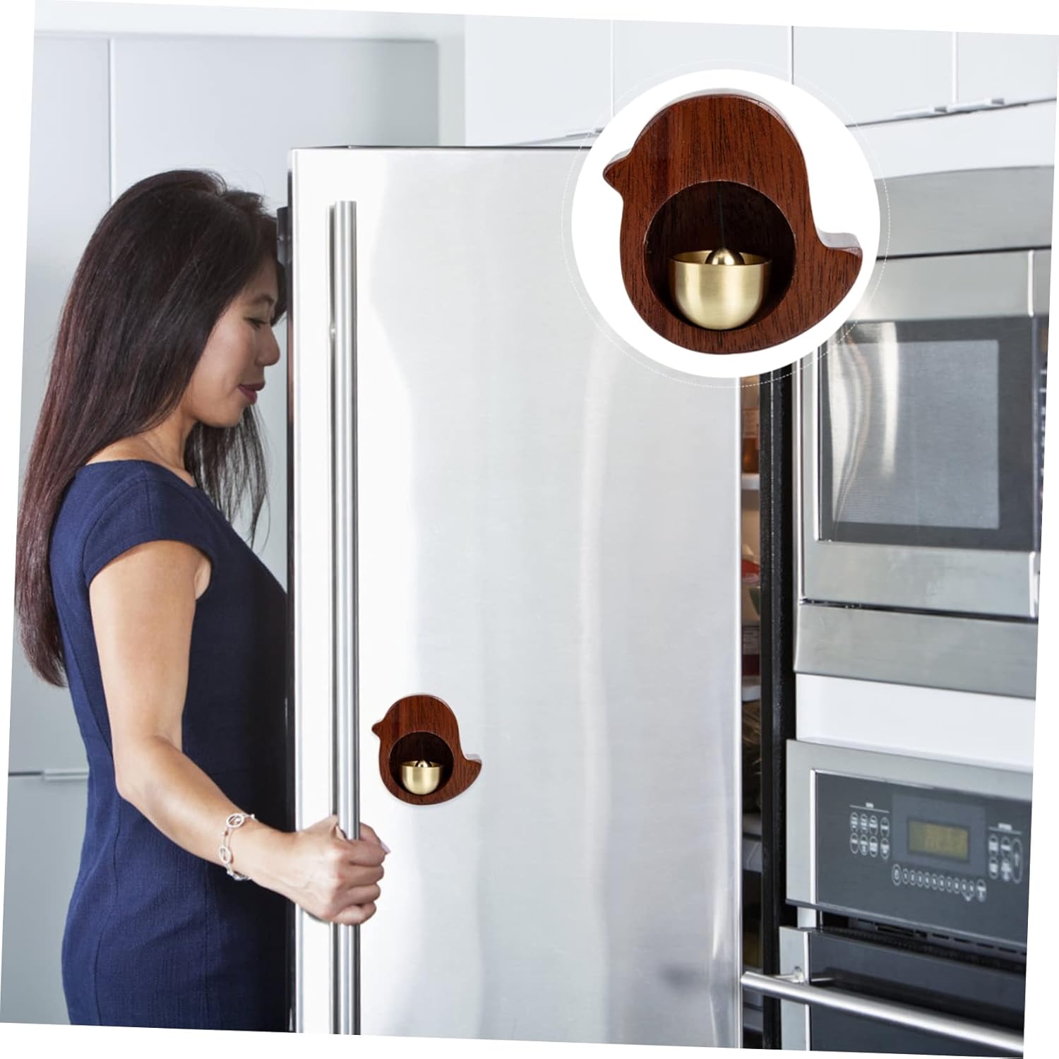 Happyyami 2個胡桃木風鈴 日式デザイン 磁付きドア装飾 おしゃれな家用小物