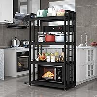 Vista 3 de Estante para panaderos con toma de corriente, soporte para microondas de 4 niveles, estante para panaderos de cocina independiente, soportes