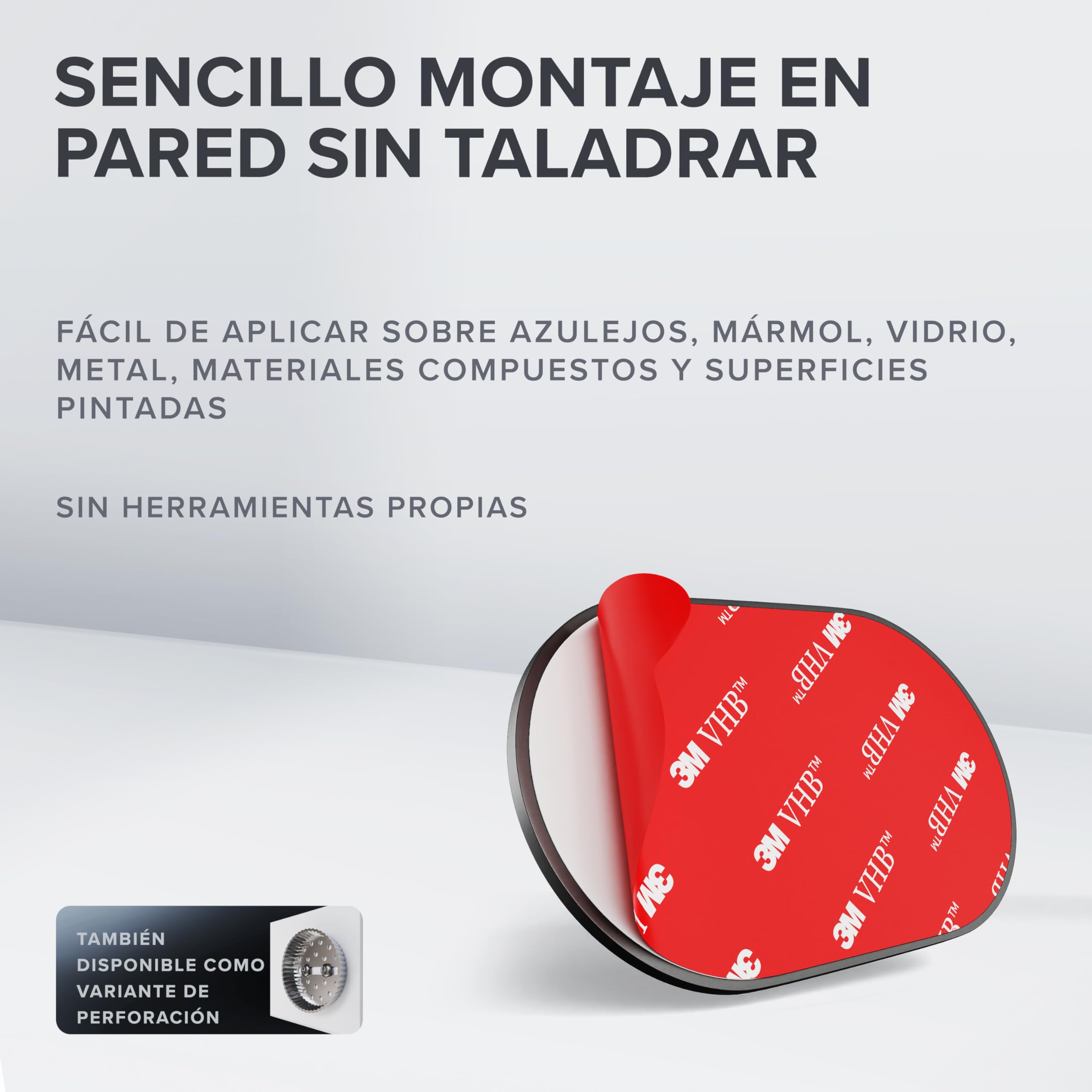 Espejo de aumento Ringstind Gunmetal | con iluminación | recargable | Montaje en pared sin taladrar | en el baño | Espejo de aumento 5x | Espejo de maquillaje con luz | espejo de 360 ​​​​grados