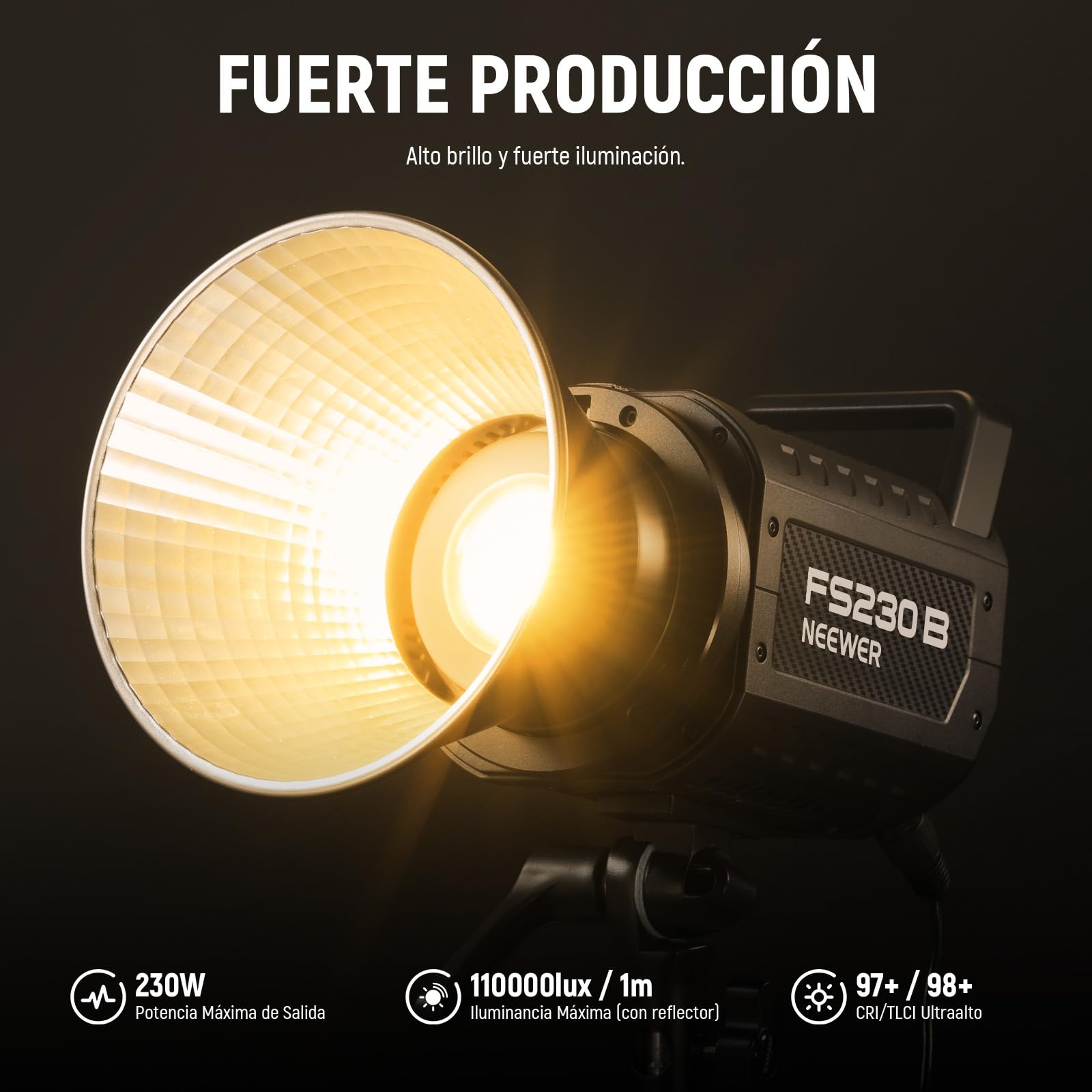 NEEWER FS230B Luz LED de Estudio para Vídeo, 230W COB Bicolor, Iluminación Continua con 2,4G/App Control, 110000Lux/m, 2700K-6500K, CRI 97+, Montura Bowens, Paño de Limpieza para Fotografía y Vídeo