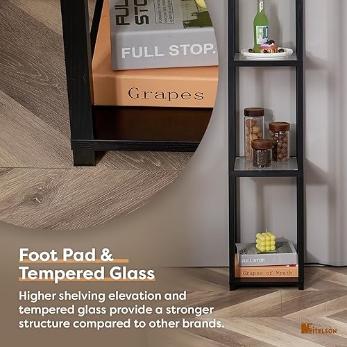 Miniatura 6 de Lámpara de pie con estantes, moderna lámpara de pie cuadrada con estantes de vidrio, estante de exhibición de esquina con luz, lámpara alta con