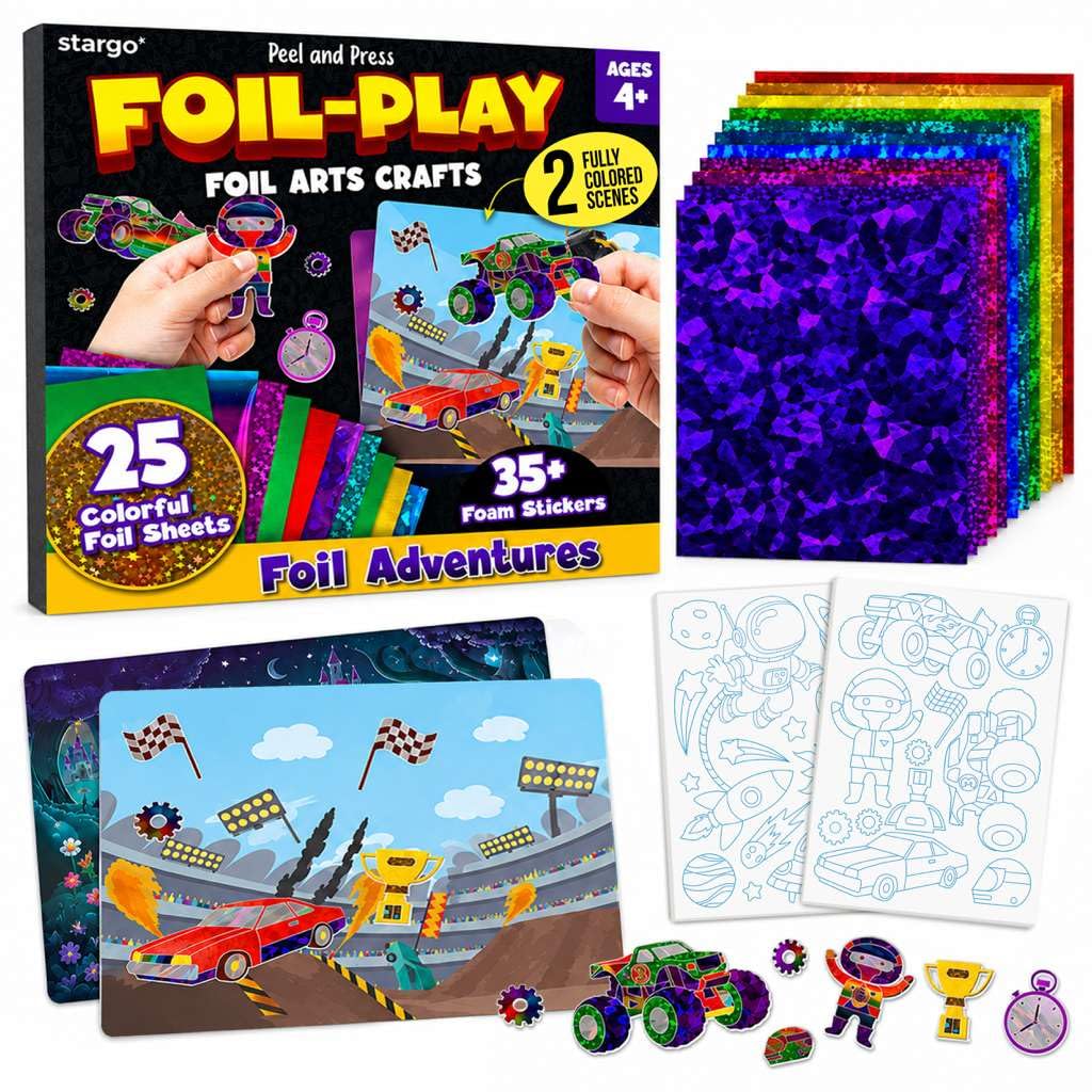 Photo 1 of ***MISSING PARTS***
stargo 2 Pack – Foil Art Kit for Kids, Fun Craft Set with Stickers & Foil Sheets – Creative Arts & Crafts Activities for Gifts, Birthday Party, Girls, Boys Ages 4-8, 4-6, 5 6 7 8