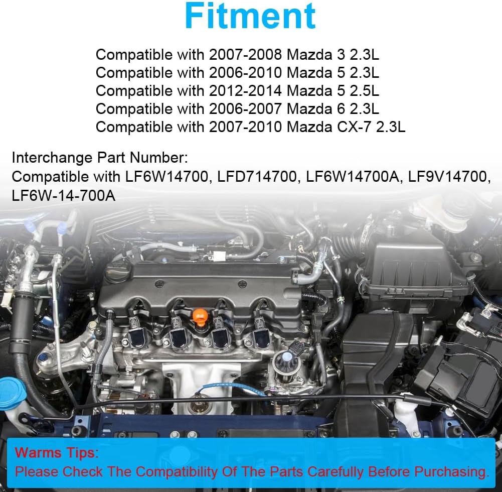 JDMON Engine Oil Cooler Replacement for 2006-2014 Mazda 5, 3, 6, CX-7 2.3L 2.5L, Compatible with LF6W14700, LFD714700, LF6W14700A