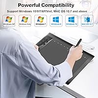 Vista 6 de Tableta de dibujo gráfico, tableta de escritura digital de 10 x 6 pulgadas con 8192 niveles de lápiz óptico para PC/Mac/Android 5.0 y superior