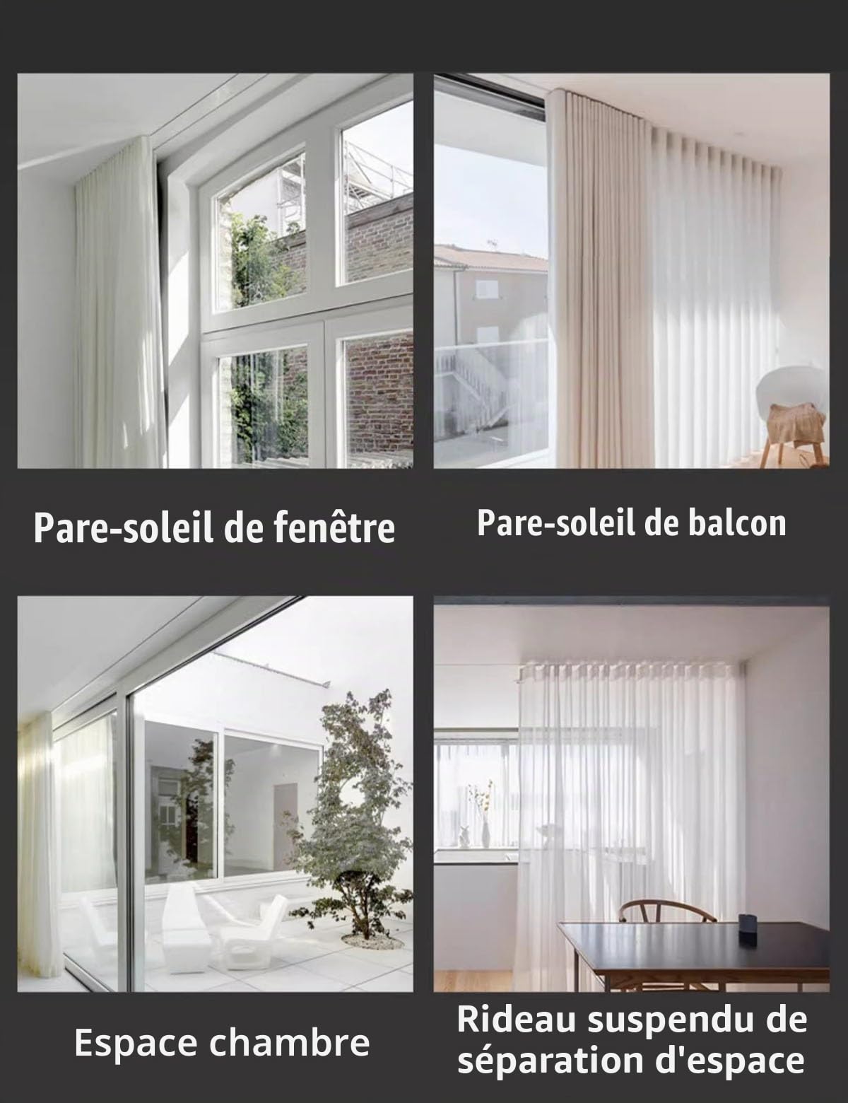 Rail de Rideau de Plafond en Aluminium Invisible, Montage au Plafond Rail de Rideau Aluminium, Rail à Rideau Encastrée pour Separation de Piece/Rideaux/Chambre/Balcon/Bureau/Hôtel(White four wheels,3