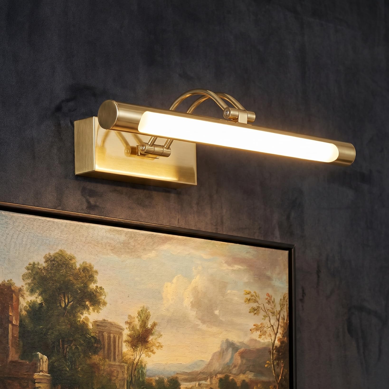 NUOBESTY Lámpara De Tocador Led De Espejo 9w De Acero Inoxidable Dorado, Luz Frontal Para Baño y Dormitorio, Aplique De Pared Versátil, 40 Cm, Iluminación Funcional Para Maquillaje