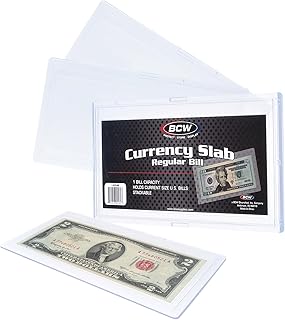 BCW Deluxe Currency Slab for U.S. Bills - 1ct | Clear Polystyrene, Snap-Together Protection Money Case | Ideal for Paper Money Collectors, Museum Quality Display, and Numismatic Preservation