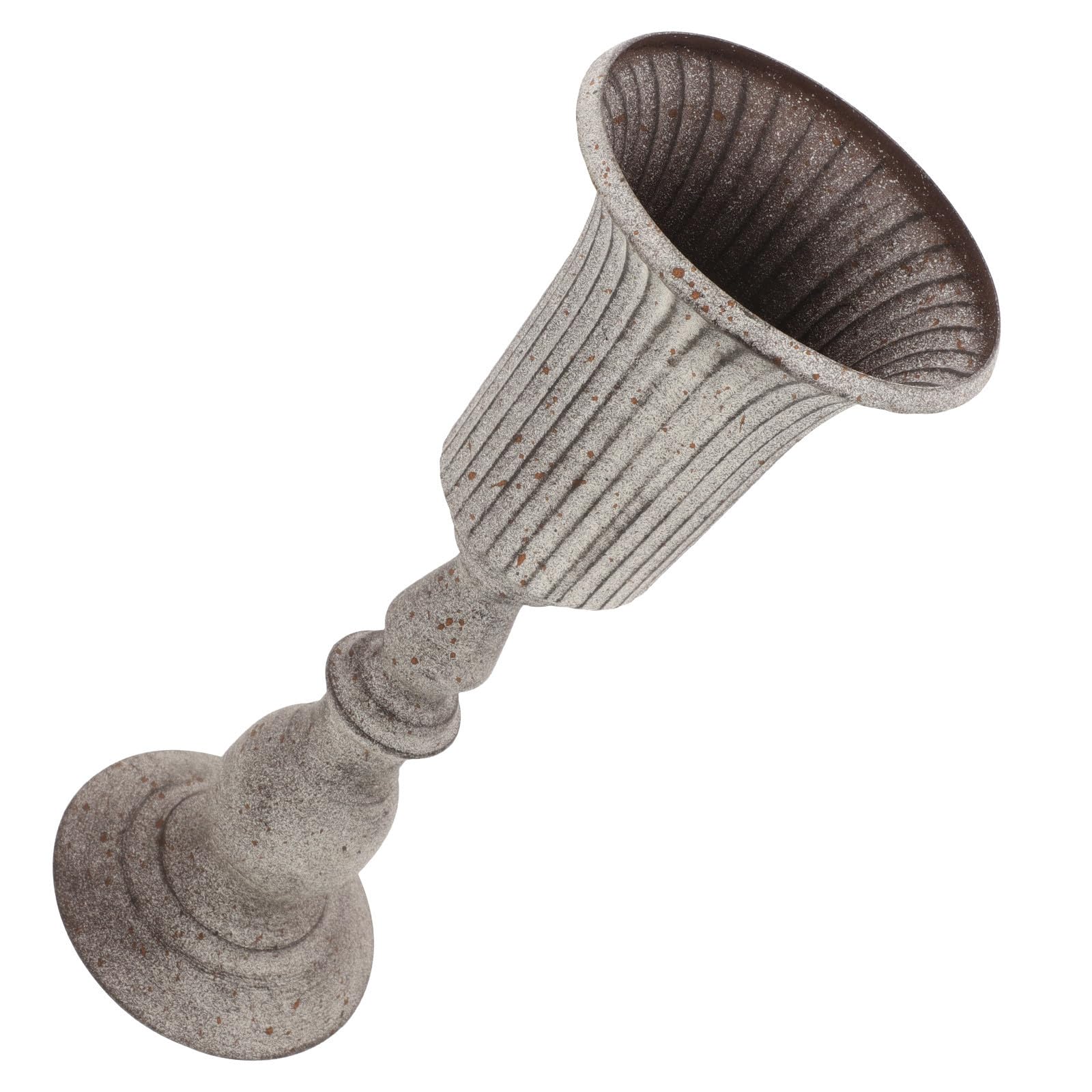 Jarrón de metal vintage en hierro resistente de diseño retro