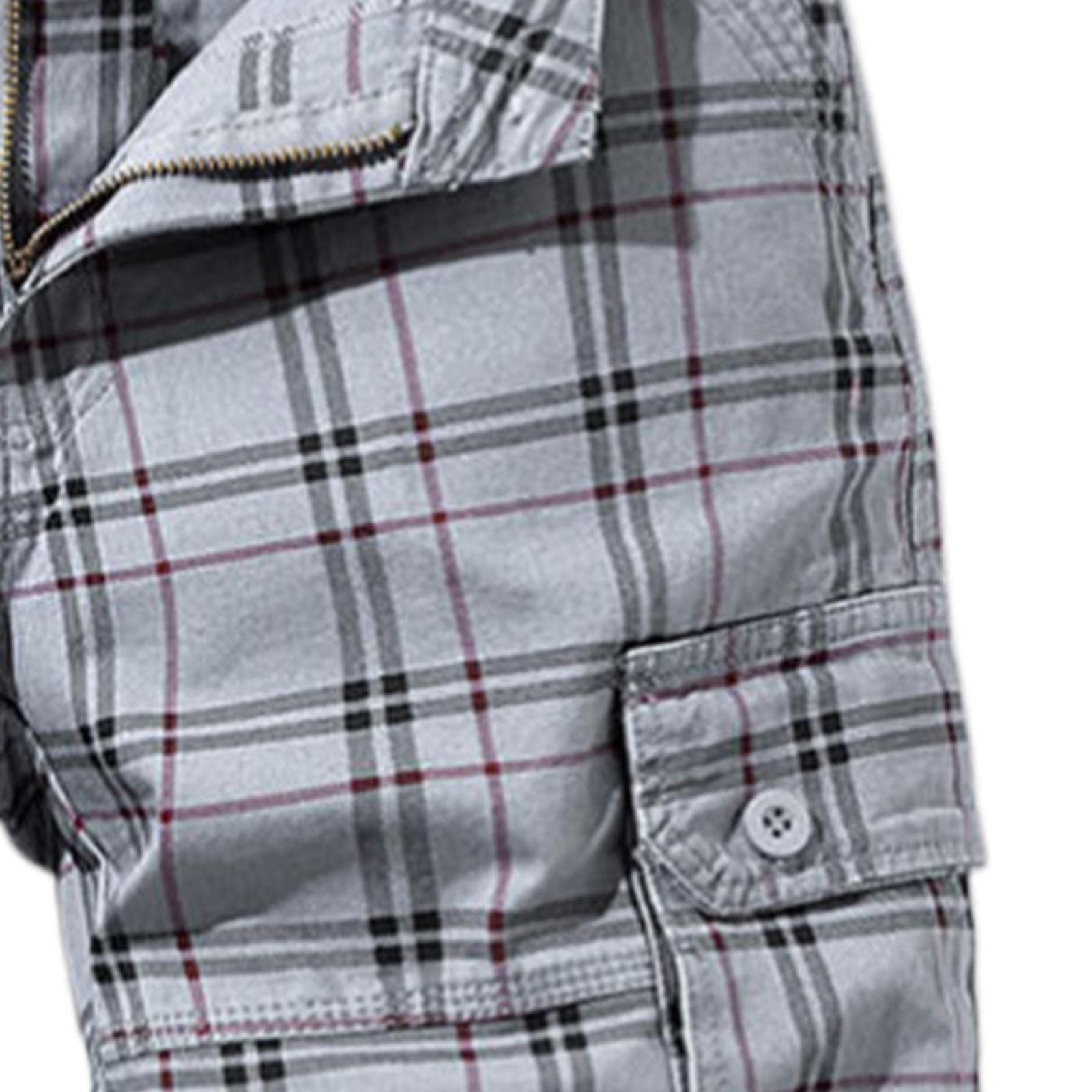 Pantalones cortos cargo para hombre, con estampado a cuadros, pantalones cortos de trabajo casuales de verano, pantalones cortos de estilo urbano, pantalones capri casuales hasta la rodilla