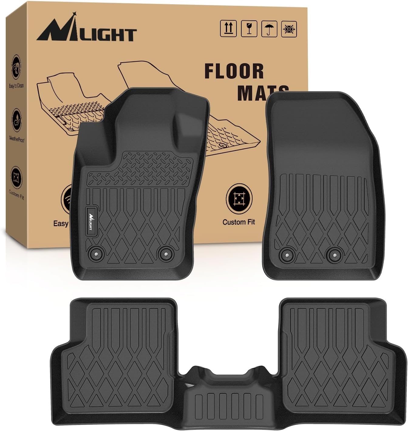 Nilight TPE Floor Mats for Jeep Renegade 2015 2016 2017 2018 2019 2020 2021 2022 2023 2024, All Weather Custom Fit Heavy Duty Floor Liners