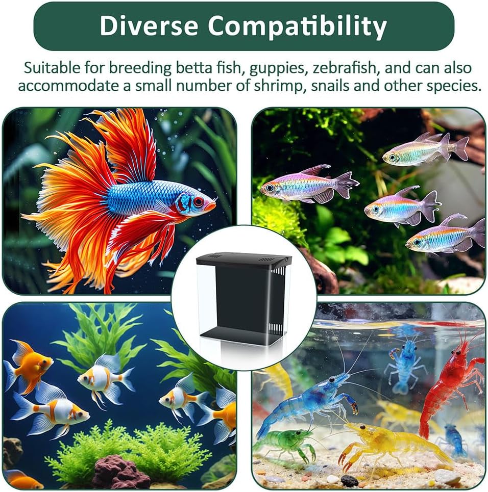 Small Fish Tank 1.2 Gallon Self Cleaning Betta Aquarium Starter Kit with Auto-Cycling Quiet Pump (Filteration & Oxygenation & Circulation) 5-Color LED Desktop Room Aquarium