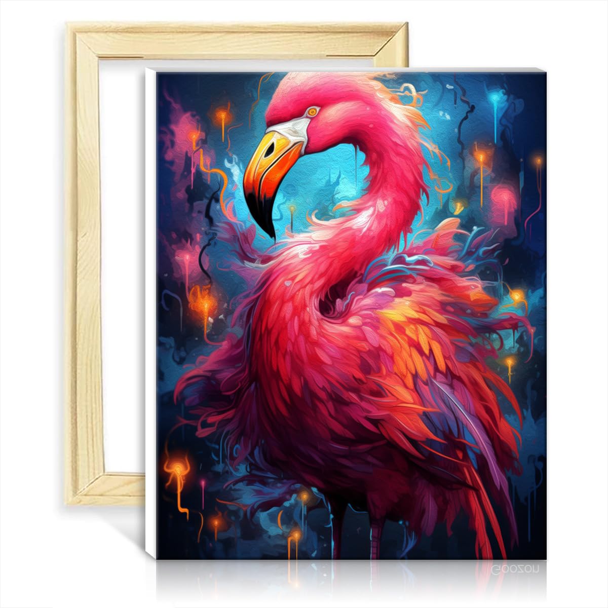 Tangfeiy As27 Flamingo Animal Paint By Numbers Flamingo Animal Paint By Number Adults Beginner With 3 Brushes & Acrylic Paints For Bedroom Living Room Decor No Frame(40X50cm)
