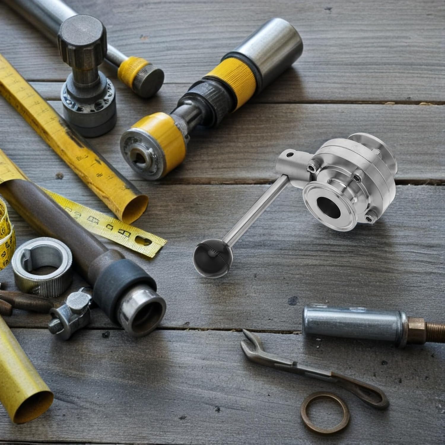 Stainless Steel Sanitary Butterfly Valve 304 Food-grade with Lever Handle Quick Clamp Φ25 Standard Size L=56 for Brewing, Wine Making, and Beverage Water Systems