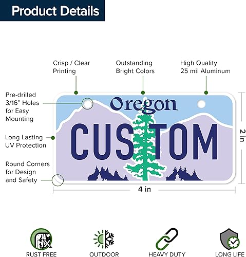 Miniatura 7 de Mini matrícula, placas personalizadas, personalizadas para automóvil, bicicletas, cuatrimoto, automóvil de niños, carrito de golf, Jeep, 2 x 4