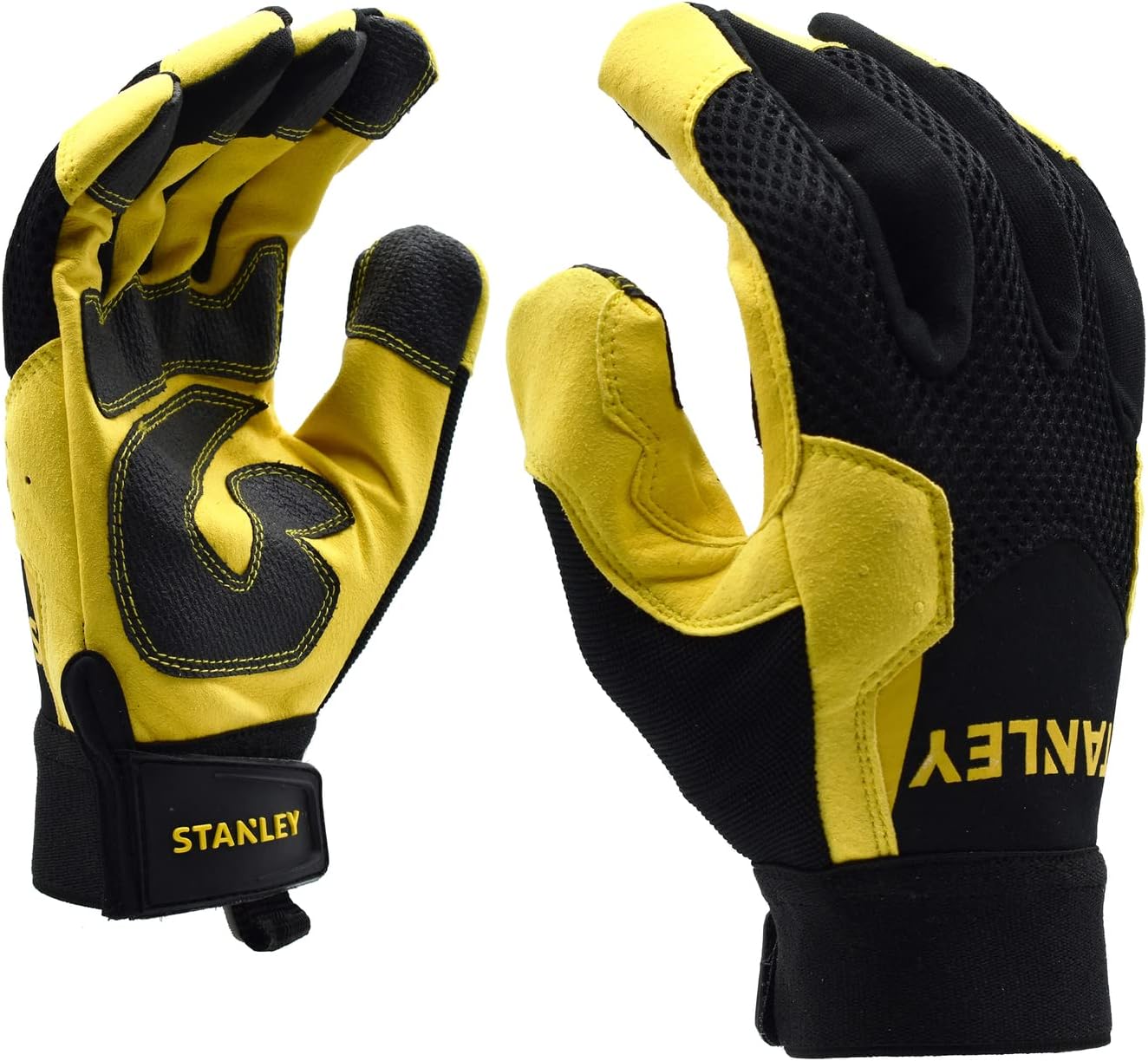 Stanley Synthetic Leather Work Safety Gloves with Comfort Grip and PVC Reinforcements- Machine Washable - Extra Large