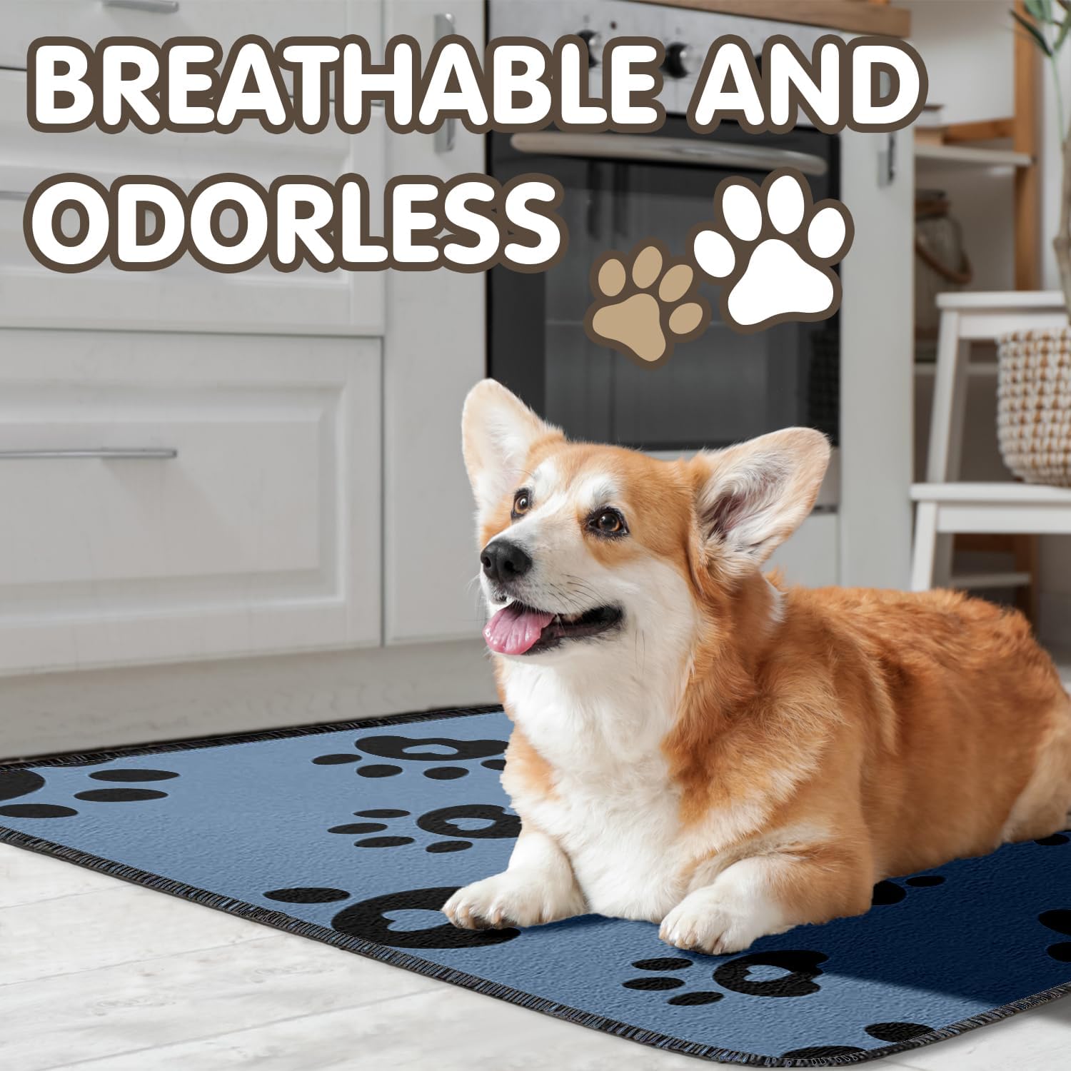 2PC Reusable Potty Pads for Dog-Washable Pee Pads for Floors/Couch/Bed and Crates-with Dogs Paw Pattern Non-Slip Potty Pads for Training 36x24in