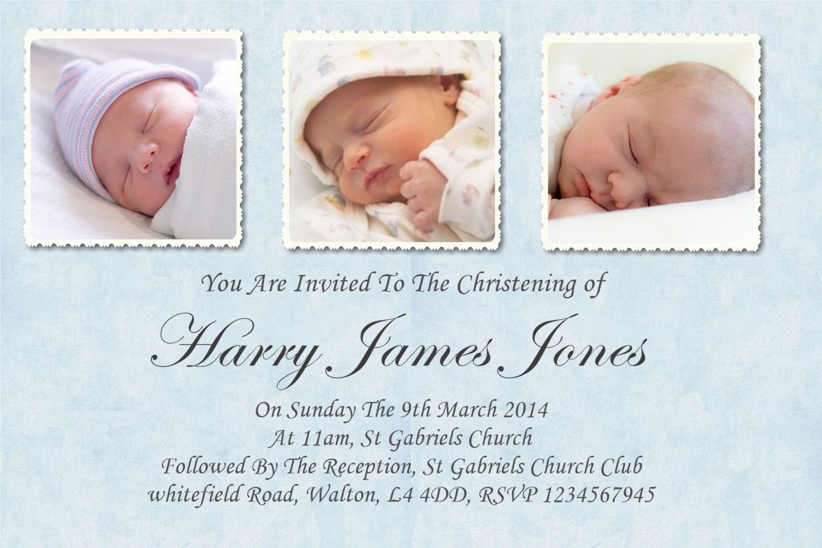 40 Personalised Boys Christening - Baptism Invitations - Invites with Envelopes, White, 6x4 inch