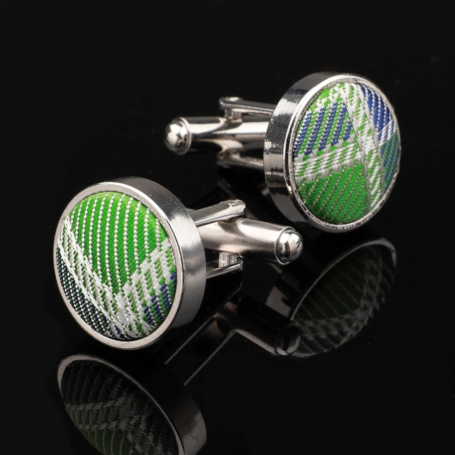 HISDERN Bow Ties for Men Pre-Tied Bow Tie Set Handkerchief & Cufflinks Plaid Classic Formal Bowtie for Party Wedding - Image 4