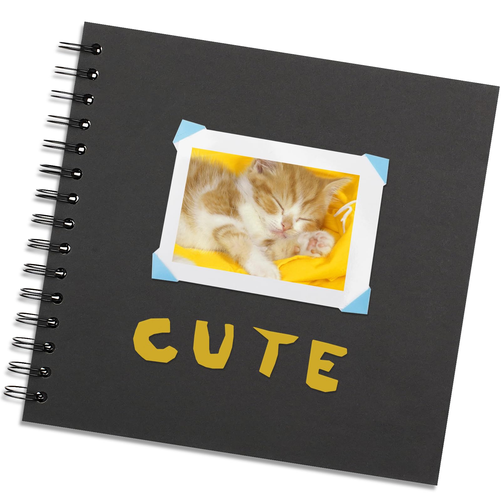 Vienrose DIY Scrapbook Album 7x7 Inch Hardcover Kraft Paper Scrap Book Photo Albums with 40 Blank Pages for Wedding Baby Shower, Black