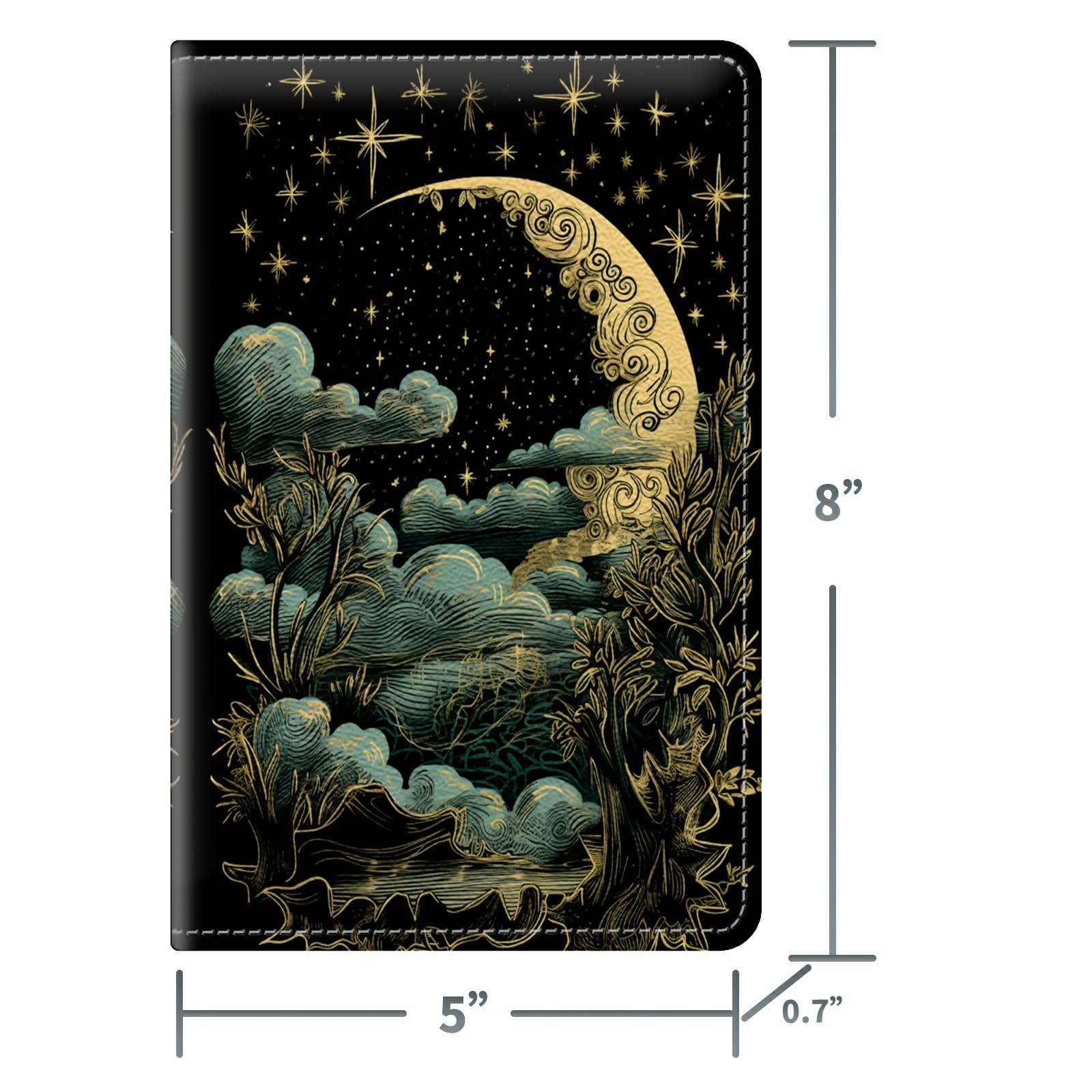 Starry Moon Cute Server Books for Waitress, Leather Waiter Book Server Wallet with Zipper Money Pocket, 5 * 8 Waitress Ticket Book Holder Restaurant Waitstaff Organizer with Pen Holder Fit