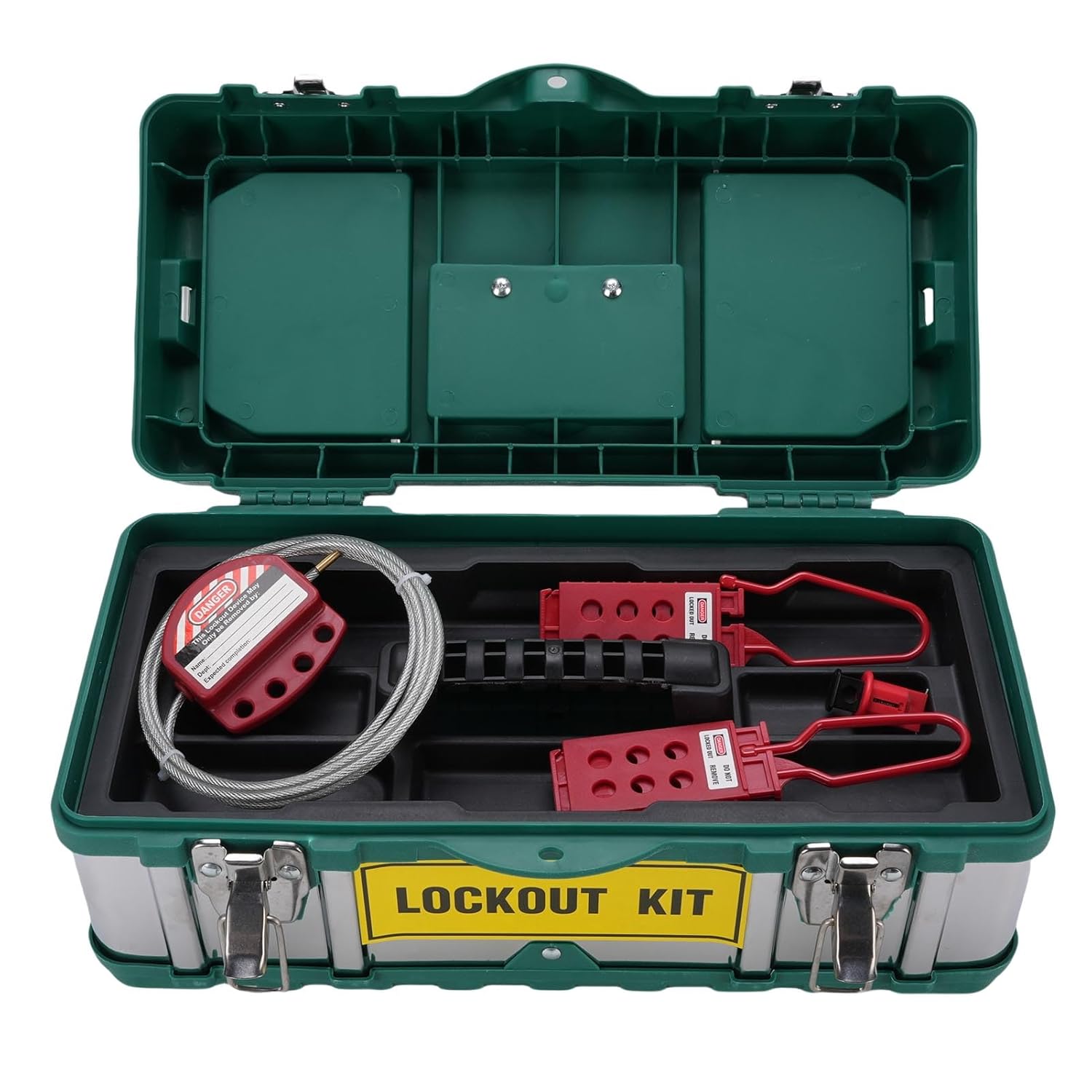 Lockout Tagout Kit, Electrical Lockout Tagout Kit Safety with Heavy Duty Nylon Bag Two Keyed Padlocks Insulating Padlock Hasp Adjustable Cable Lock Permanently