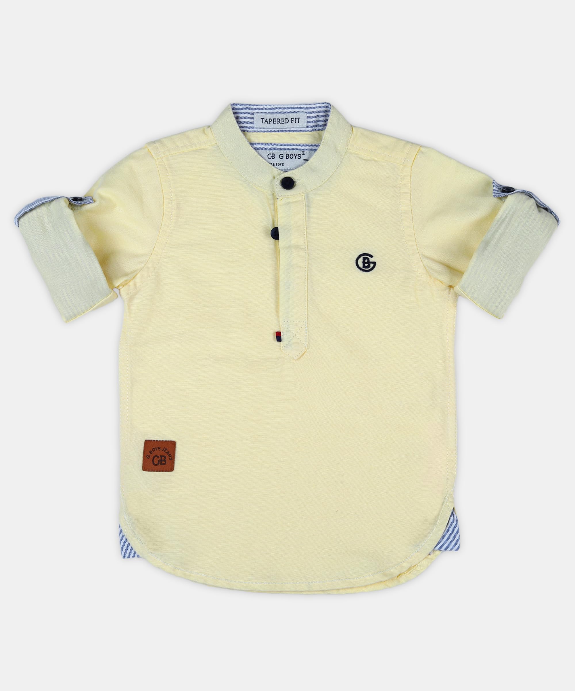 Pooja Baby Kids Stylish Solid Style Cotton Regular Fit Kurta Formal Boys Shirt Casual Wear Buttoned Kurta for Boys (4-5 Years, Lemon Yellow) - Image 3 thumbnail