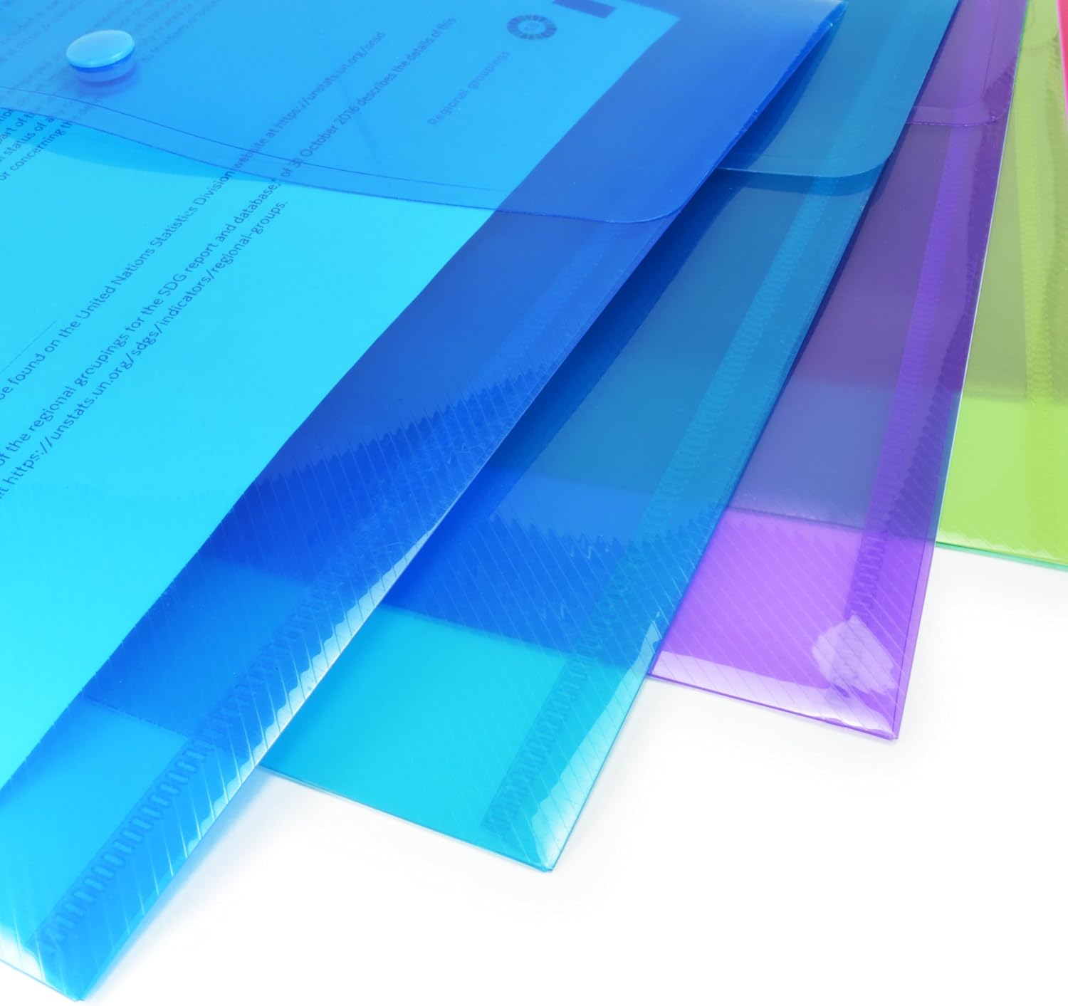 Rapesco 1825 ECO Recycled Popper Wallets, A4+, Assorted Bright Transparent Colours, Pack of 10