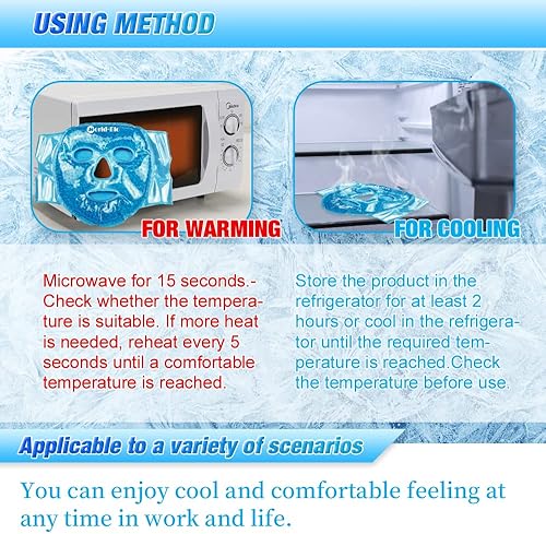 Miniatura 8 de WORLD-BIO Máscara facial reutilizable de hielo y máscara refrescante para ojos, paquete de gel de terapia de frío para ojos hinchados, alivio de