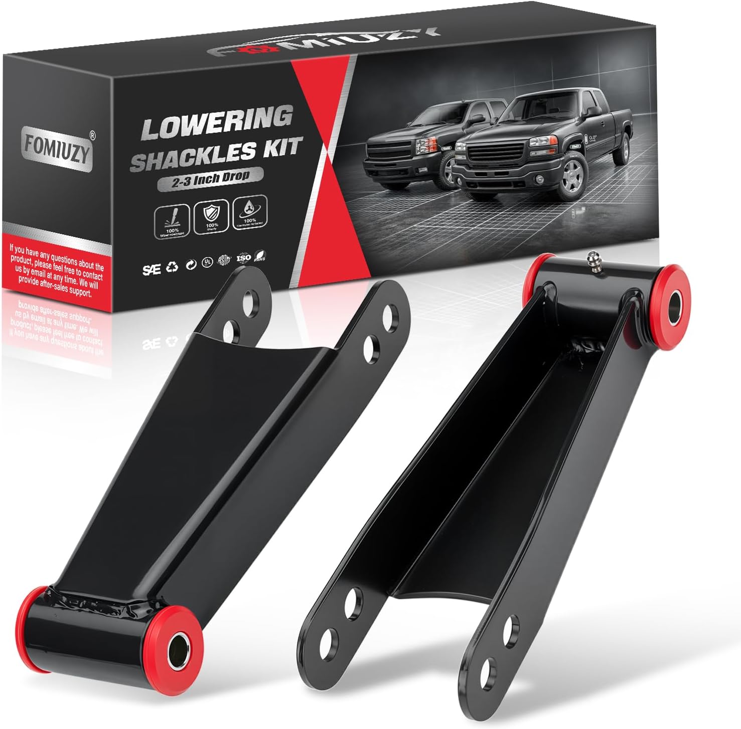 WEILEITE 3 Inch Suspension Rear Drop Lowering Shackles Kit Compatible With Chevy Silverado & GMC Sierra 1500 2500 2500 3500 HD 1500HD 2500HD 3500HD 2001-2010 2WD 4WD Replace 410730