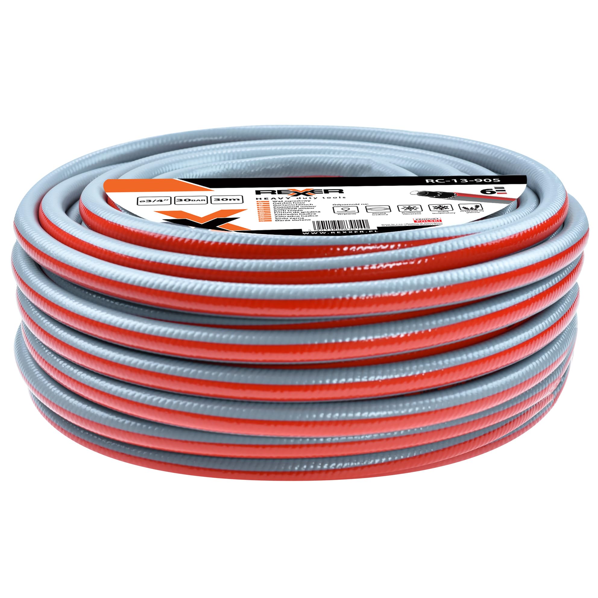 REXXER Gartenschlauch-Set 30 m, 3/4 Zoll, 6-lagig | 19 mm, inkl. Sprühdüse, Schnellkupplungen und Wasserhahnanschluss, verdrehsicher, UV-beständig