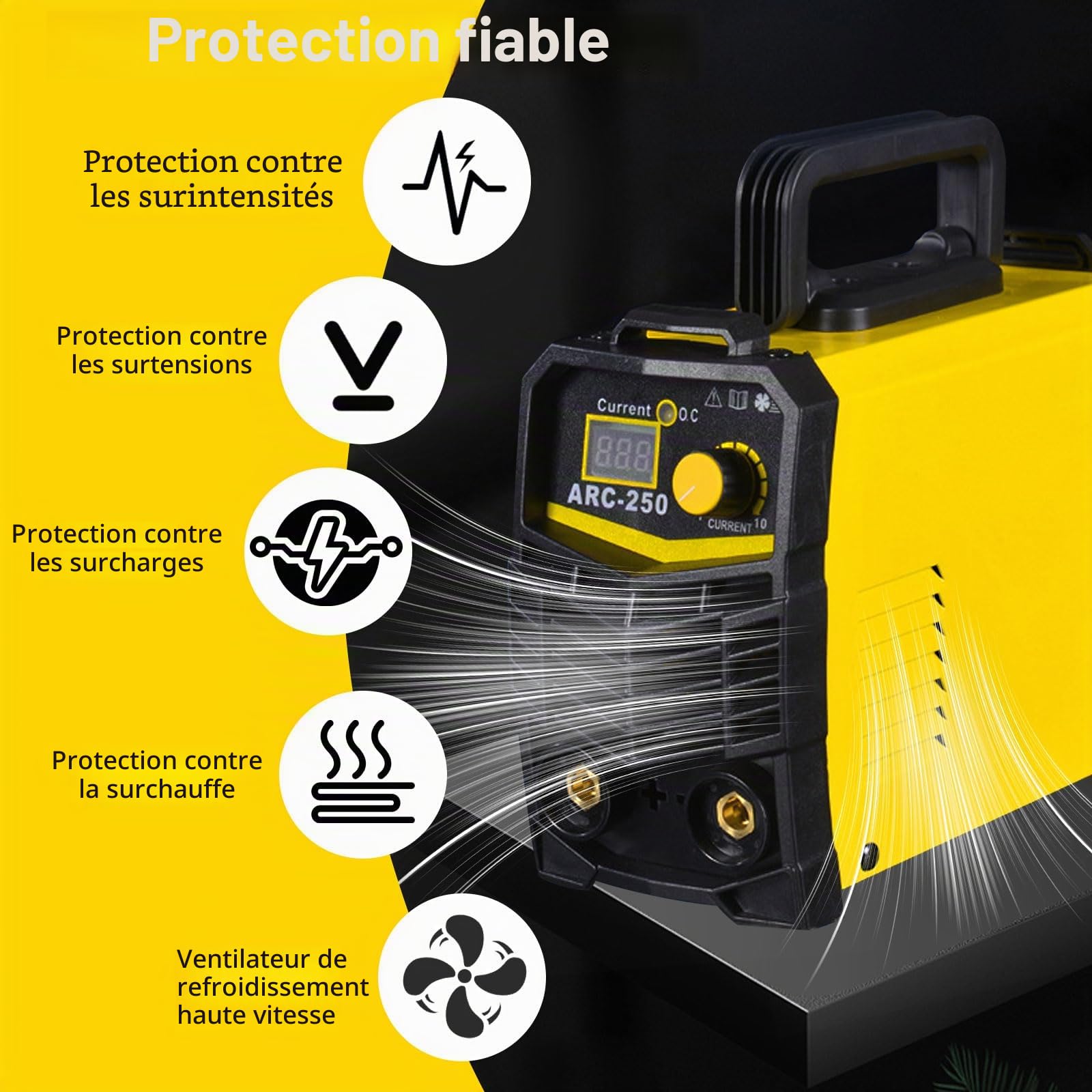 Poste à souder à électrodes 250 A IGBT Inverter – Mini poste à souder 220 V, CC portable avec écran LED, Arc Force, démarrage à chaud et anti-collage pour bricolage