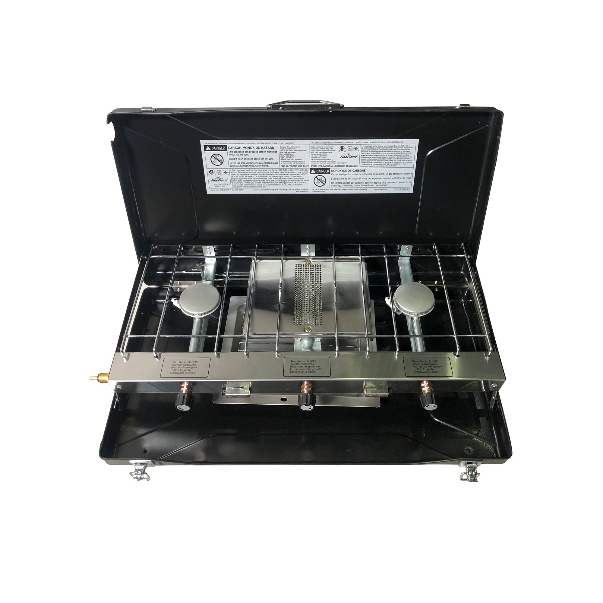 Buy FineFlame 3 Burner Propane Stove 20,400 BTU Portable Gas Stove with