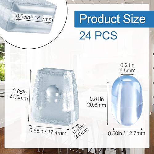 Miniatura 2 de OIIKI 24 patas de goma para fregadero de cocina, incluyendo 12 pies protectores de plástico transparente para fregadero y 12 clips de abrazadera de
