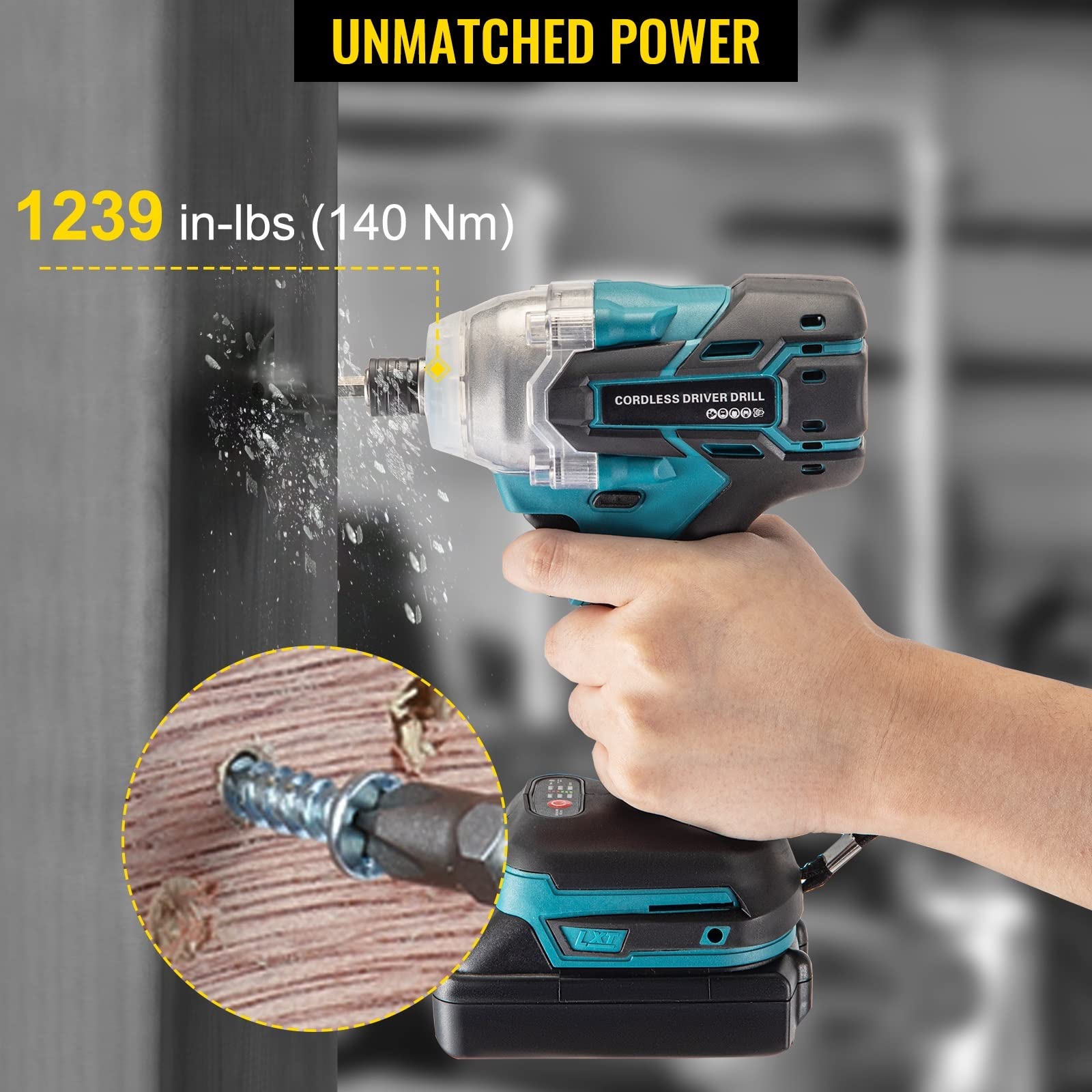 20V bezszczotkowy wkrętak elektryczny 1300in-lbs akumulator litowo-jonowy akumulator akumulatorowa wiertarko-wkrętarka DIY Impact Power Tool Materiały budowlane