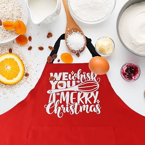 Miniatura 4 de Delantales de Navidad para mujeres con bolsillos, delantal de cocina para hombres, parrilla, barbacoa, regalos de Navidad para panadero, mamá, papá