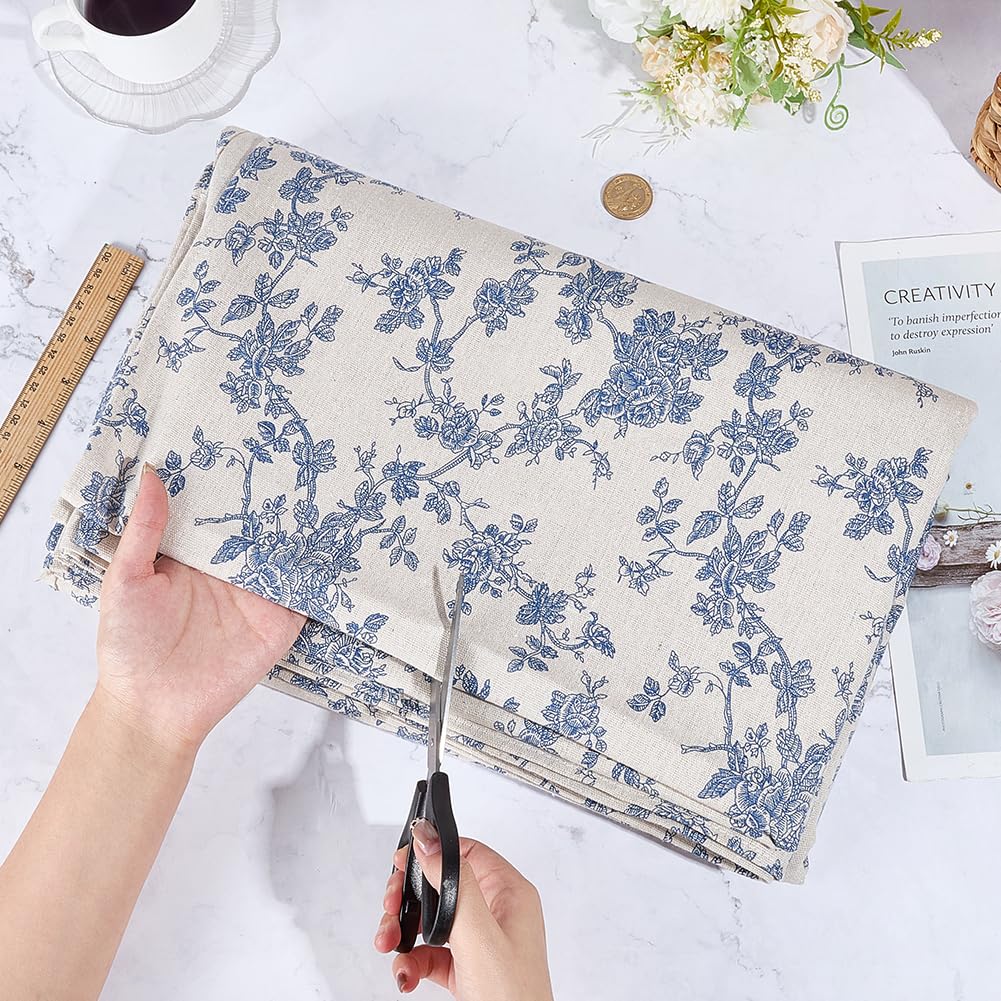 4 x 1.5 m Leinenstoff Mit Blumenmuster (Meterware) Baumwoll Leinen Patchworkstoff Mit Vintage Blumenmuster Zum Nähen Basteln Quilten Polstern Heimtextilien Und Für Bekleidung